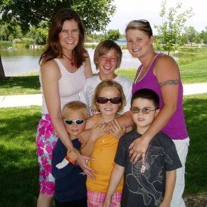 Lori, Crystal, and four children