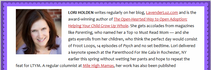 Lori Holden listed as Listen To Your Mother cast