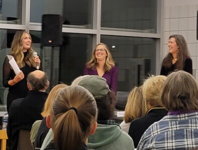 Kelsey, Sara, Lori laughing at Denver book launch